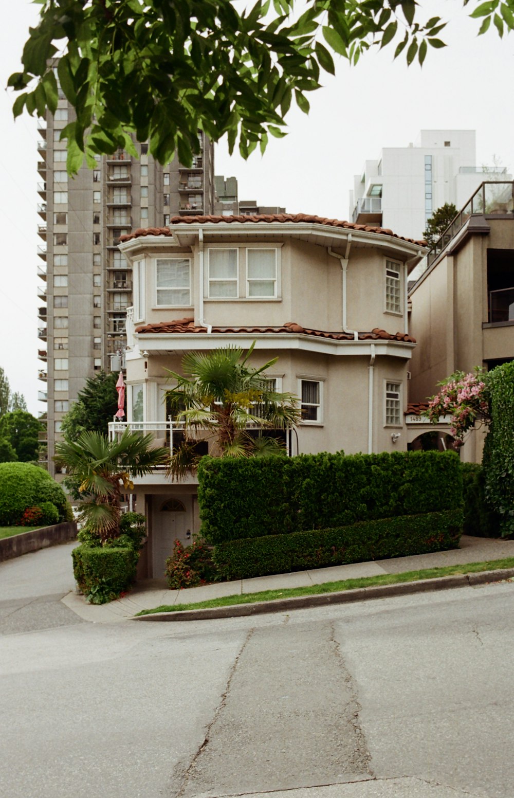 a building with a large front yard