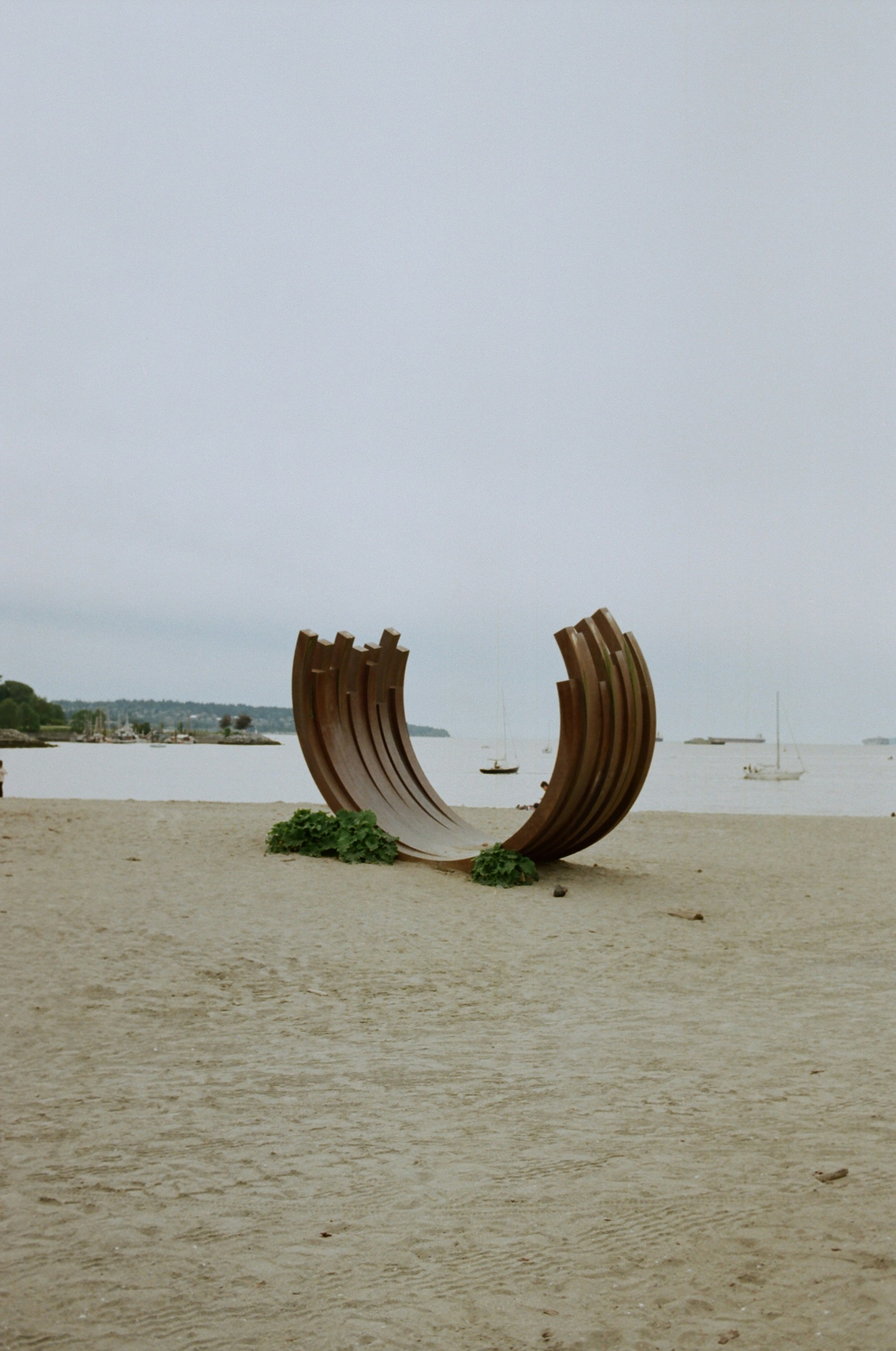 a sculpture on the beach