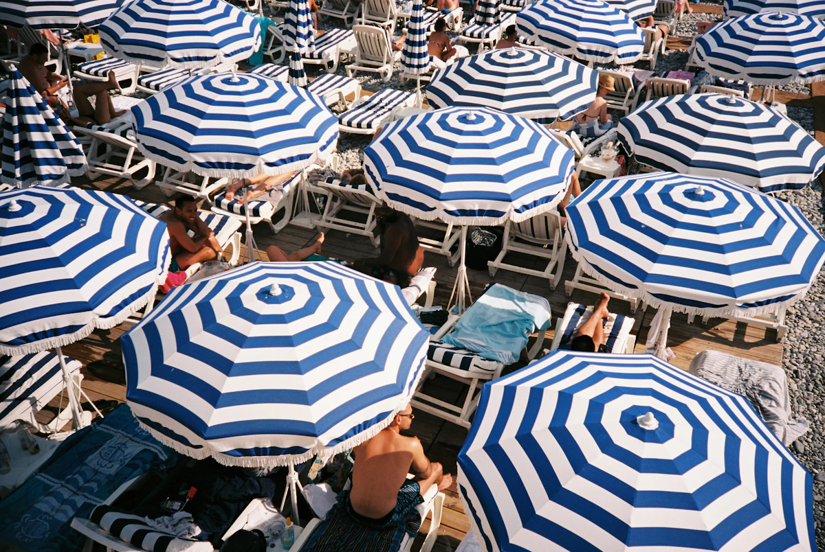 Beach umbrellas on the French Riviera