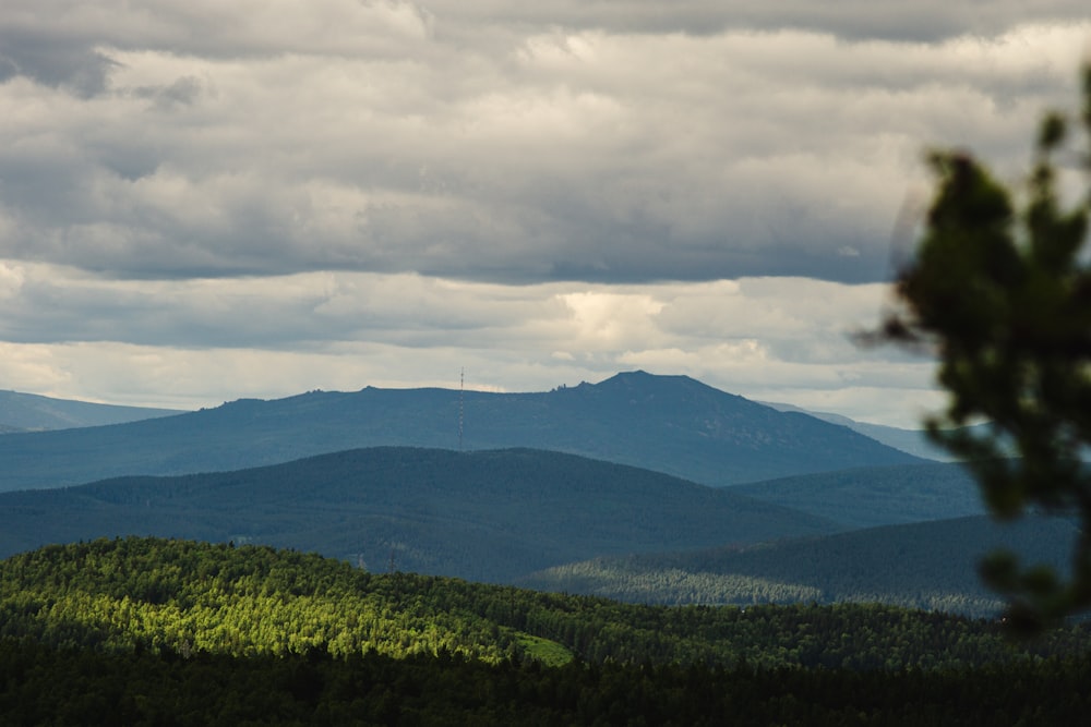 a landscape with hills and trees