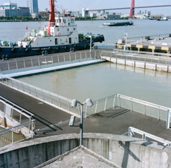 a large ship docked at a port