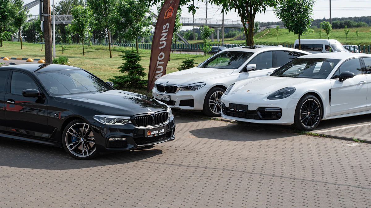 Cars parked for comparison shopping