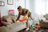 A clean and organized living room after professional cleaning service.