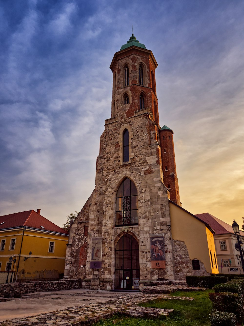 a stone building with a tower