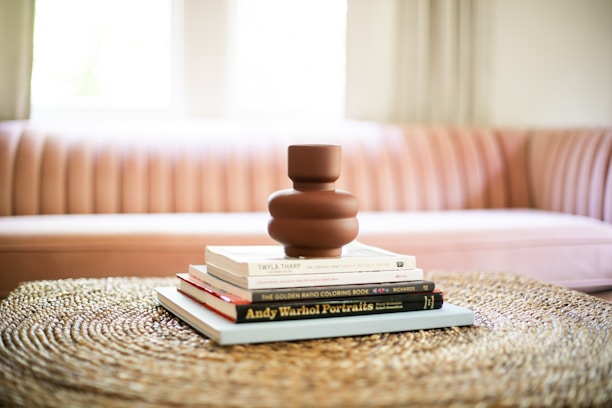 a stack of books on a table