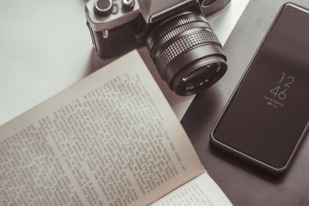 a camera and a camera on a table