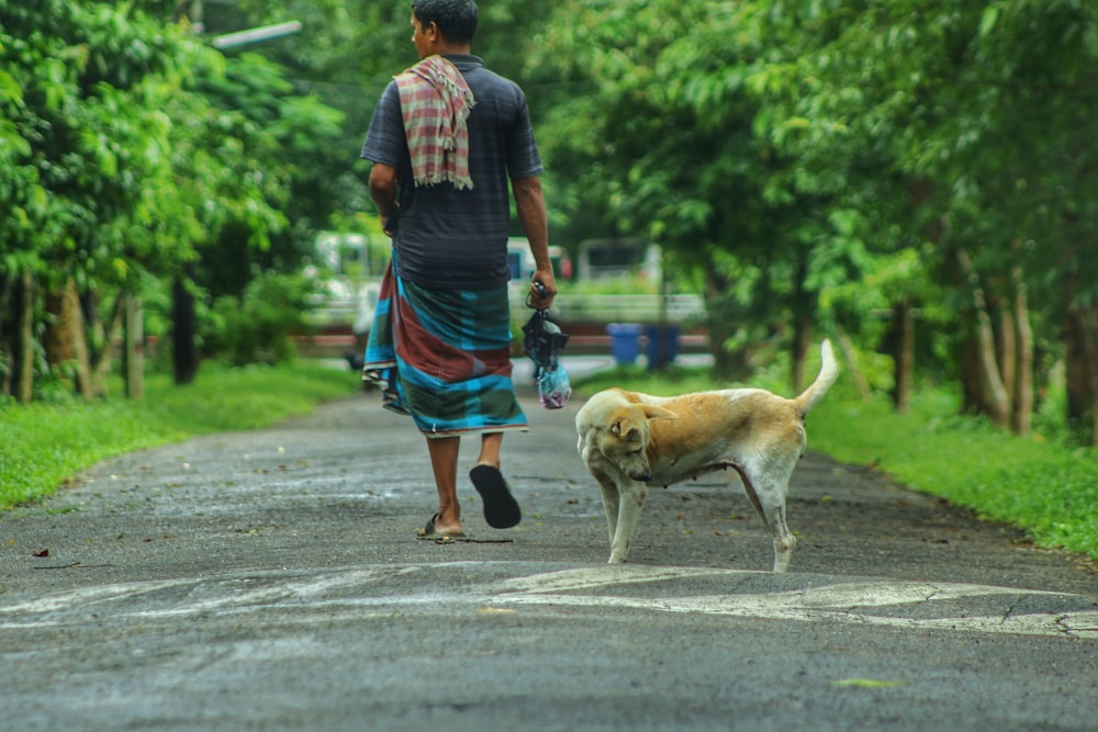 a person walking a dog