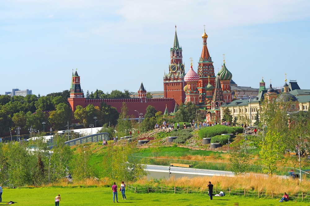 a castle with many spires