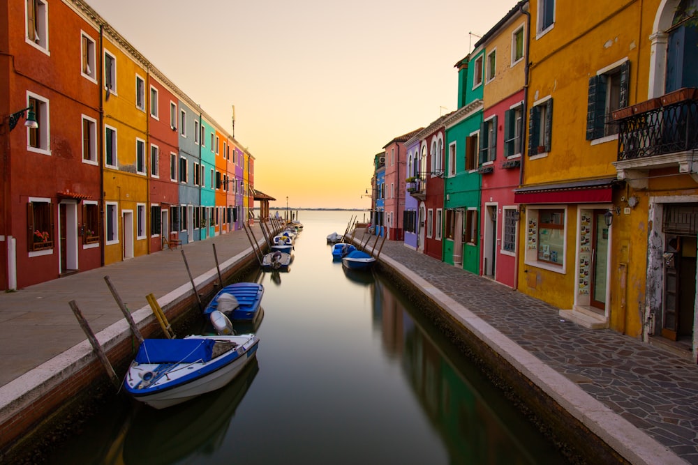 a canal with boats in it