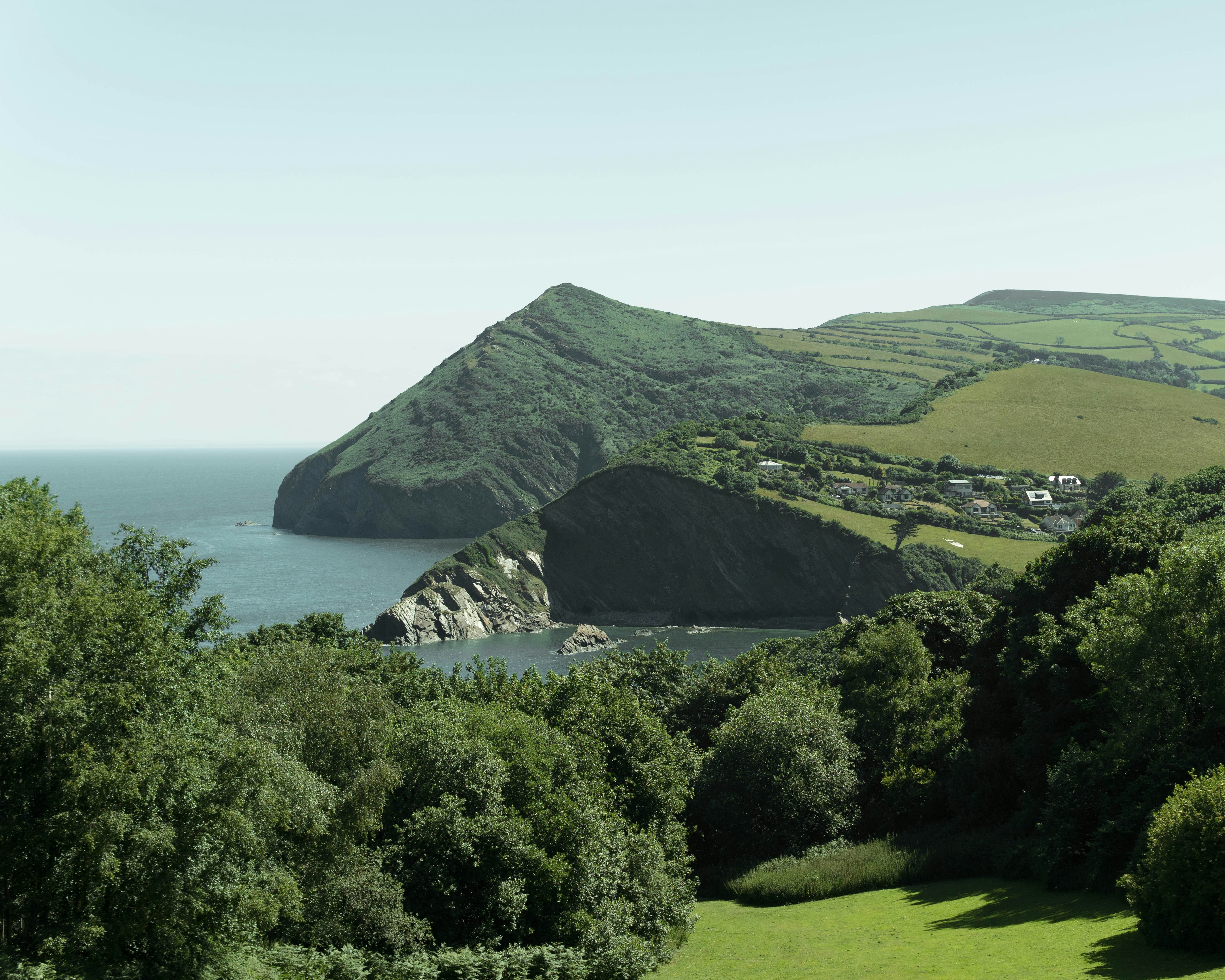 a landscape with hills and trees