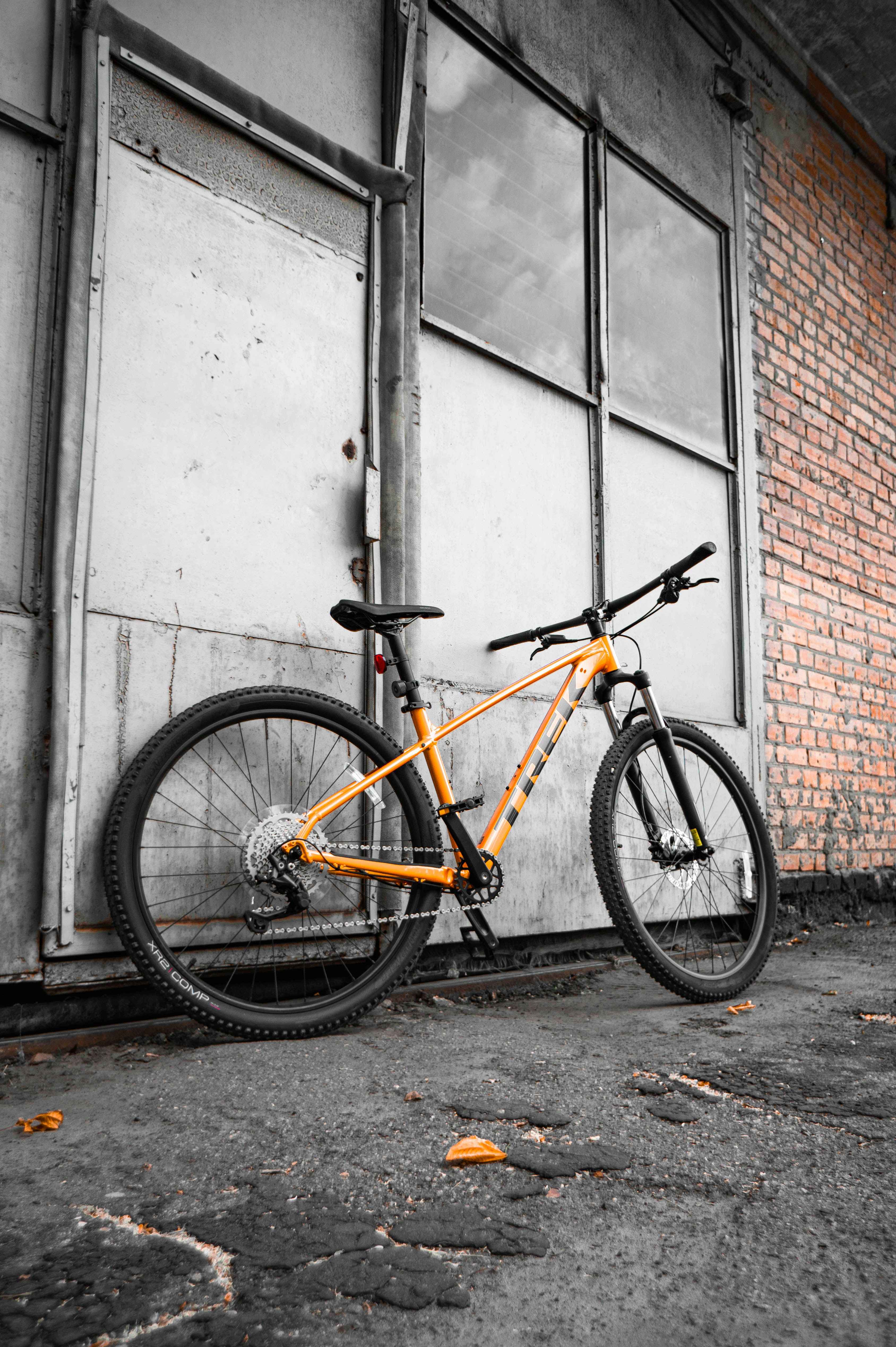 a bicycle parked in front of a building