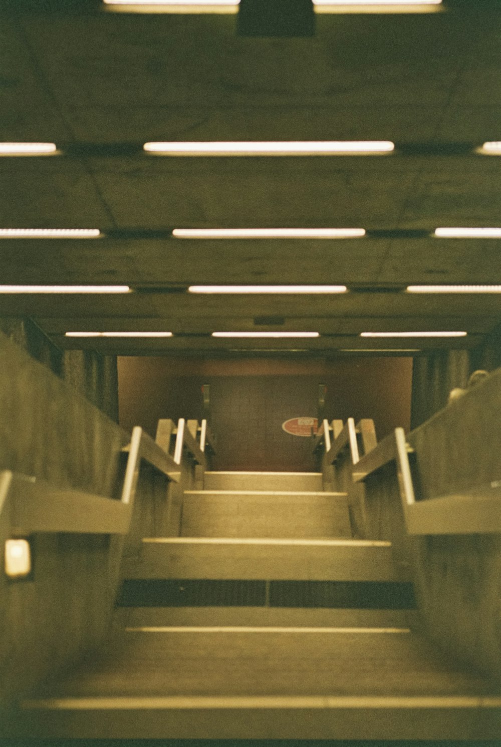 a staircase with lights