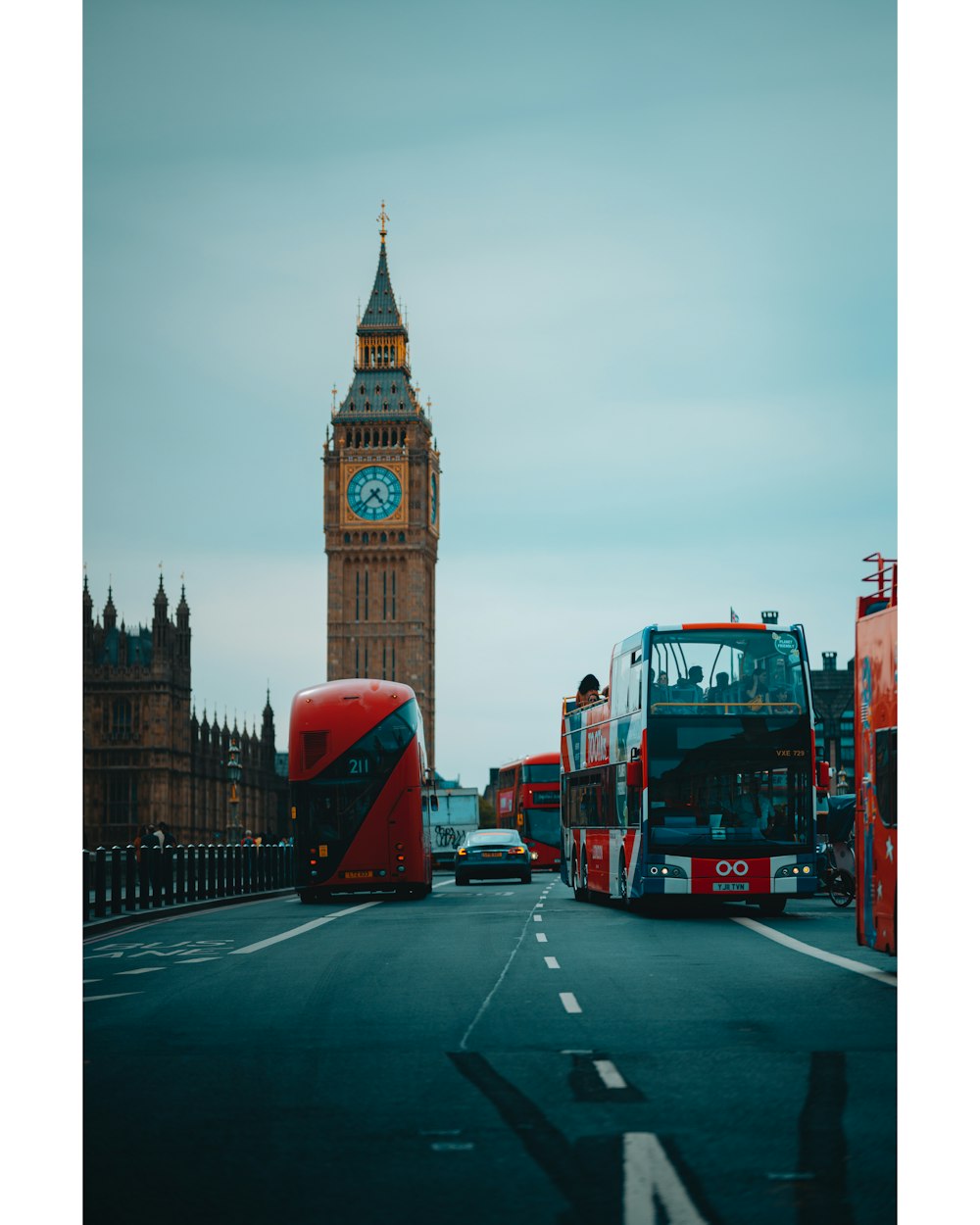 double decker buses on the street