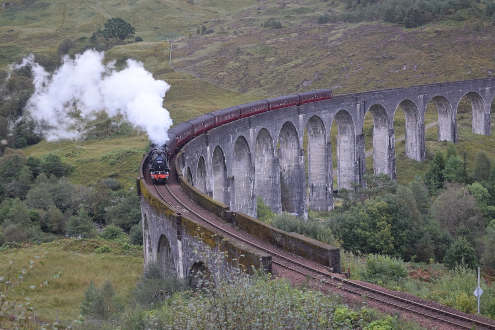 a train on a bridge