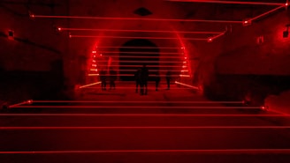 A thrilling laser tag arena filled with players in action.