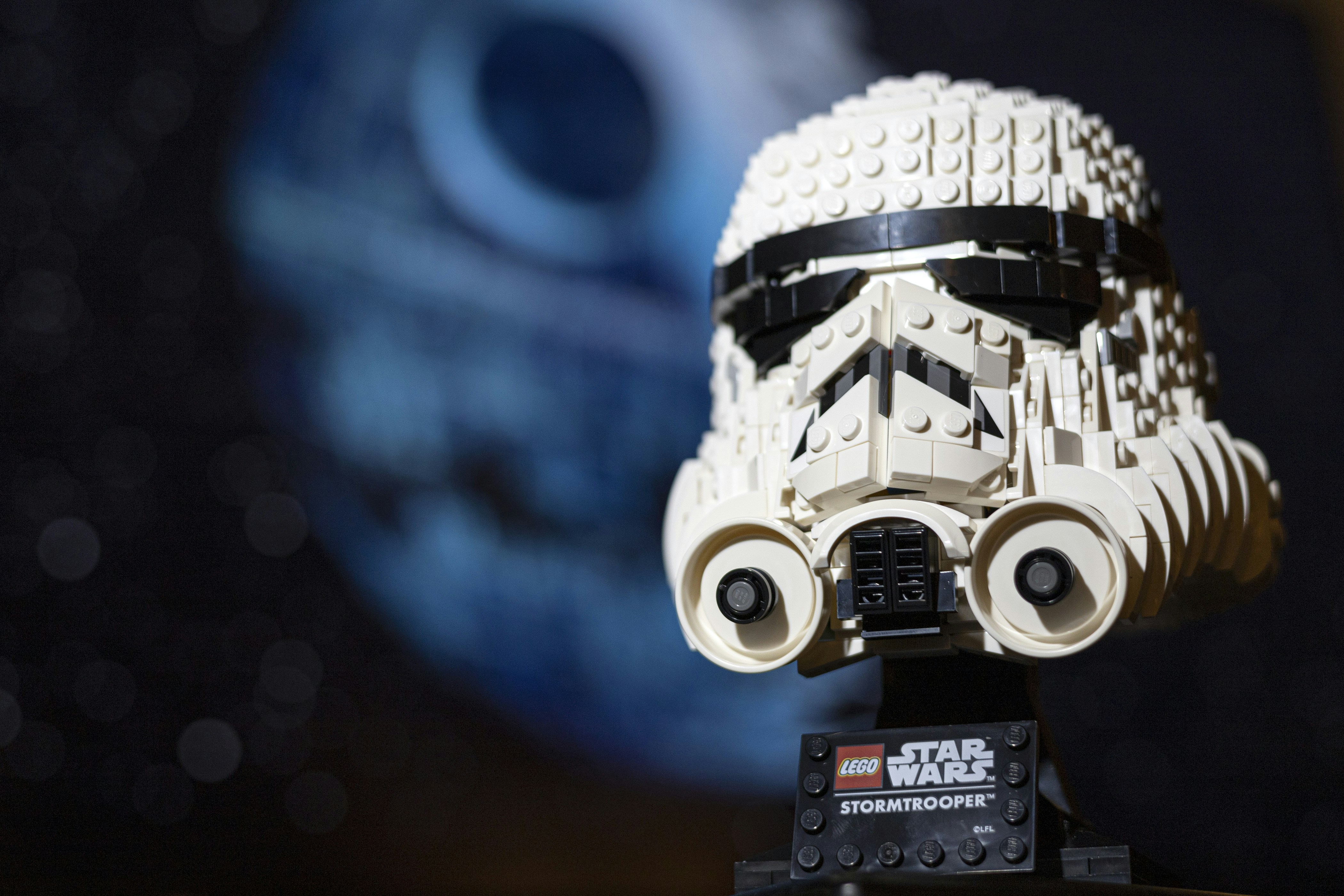 a robot with a blue background