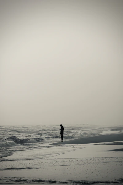 a person standing on a beach