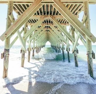 a wooden structure with water underneath