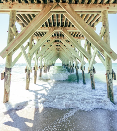 a wooden structure with water underneath