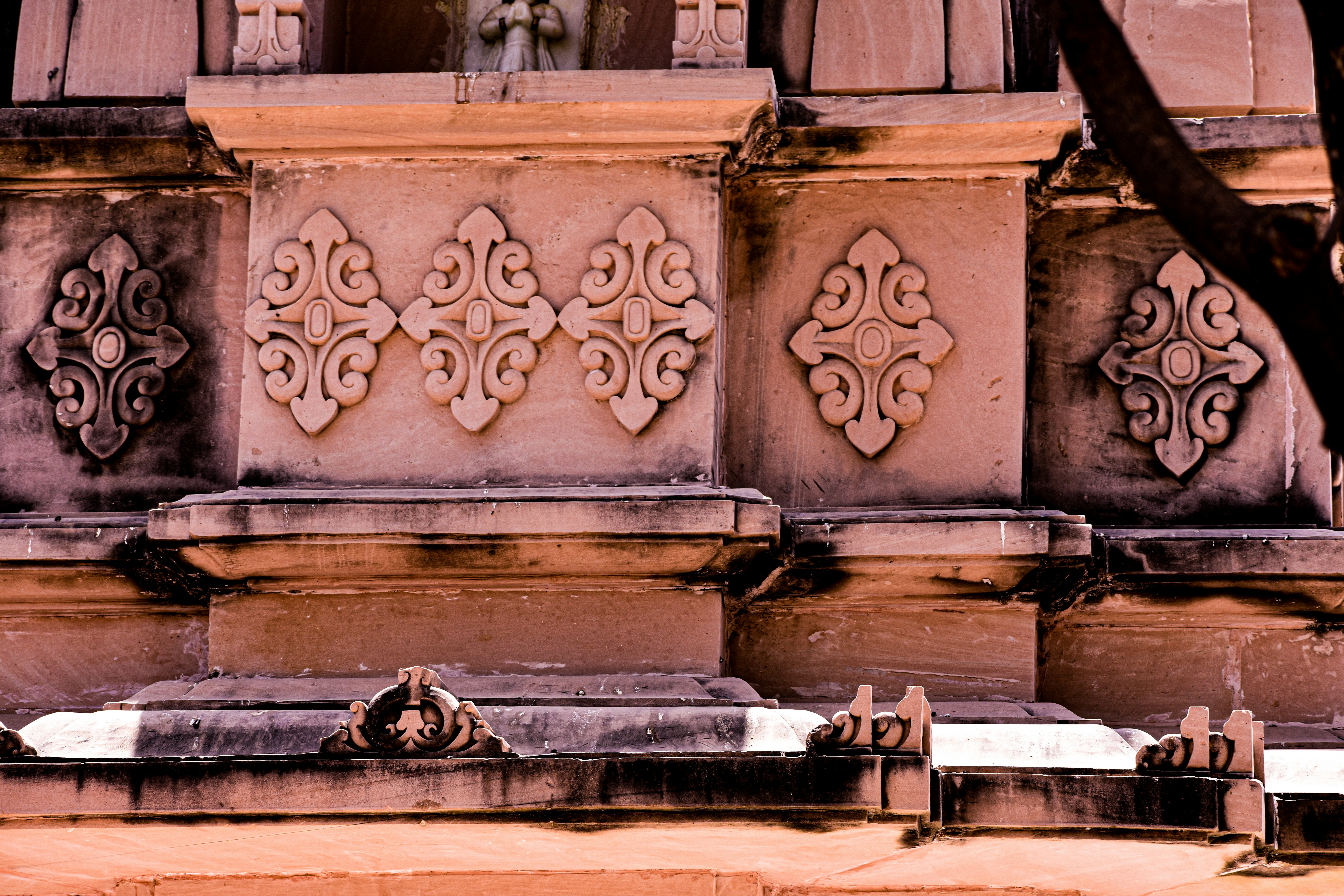 a group of old wooden boxes