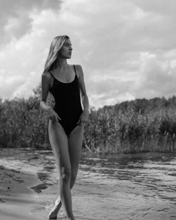 a woman standing in water