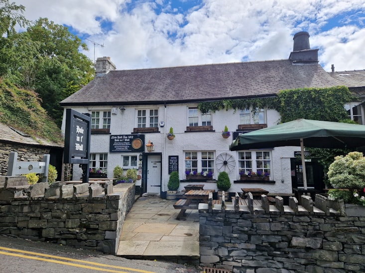 Climbers' inn at the foot of the Langdale Pikes