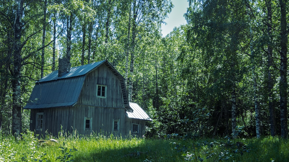 Une maison en bois dans les bois