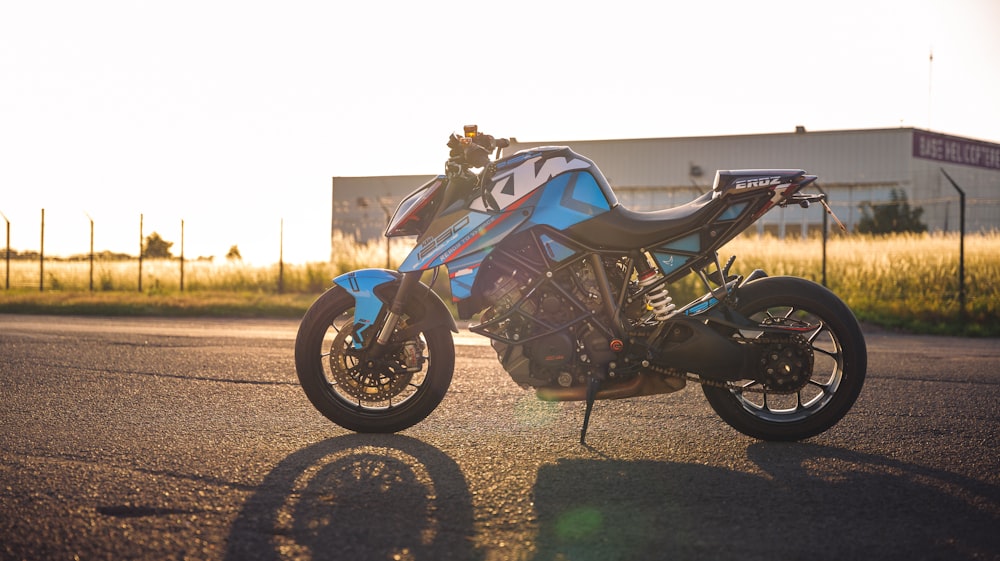 a motorcycle parked on a road