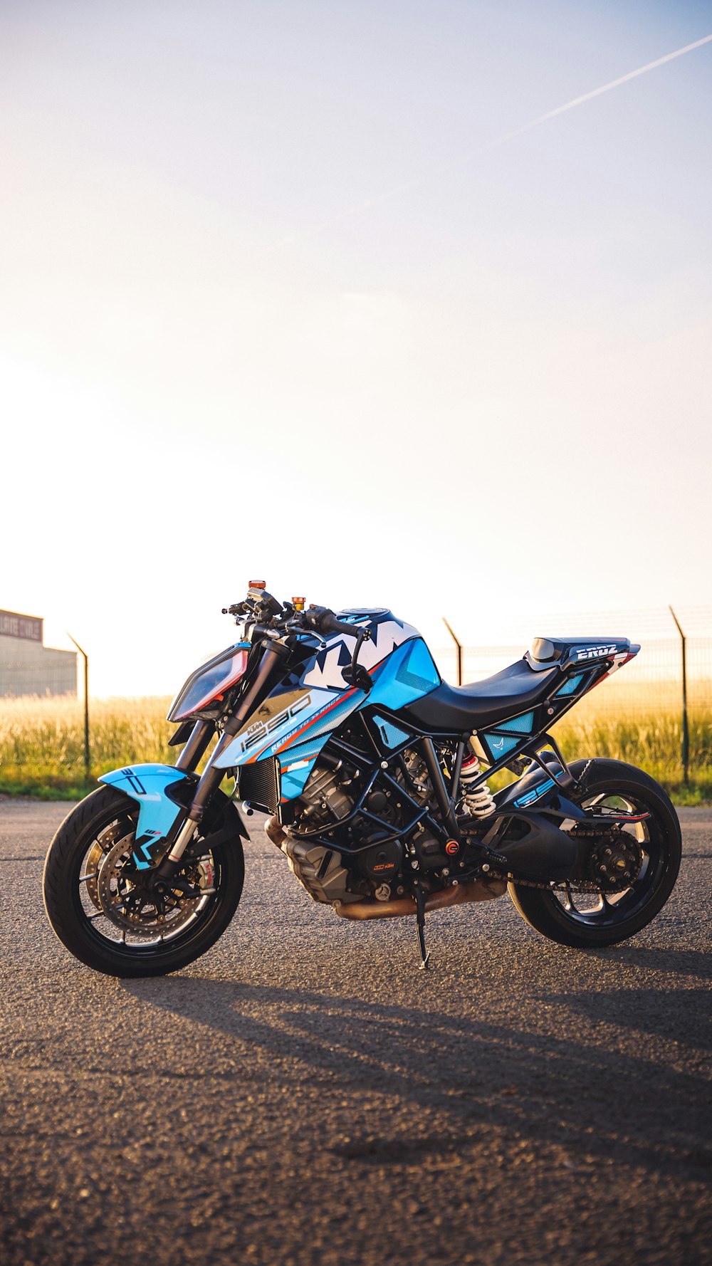 a motorcycle parked on a road