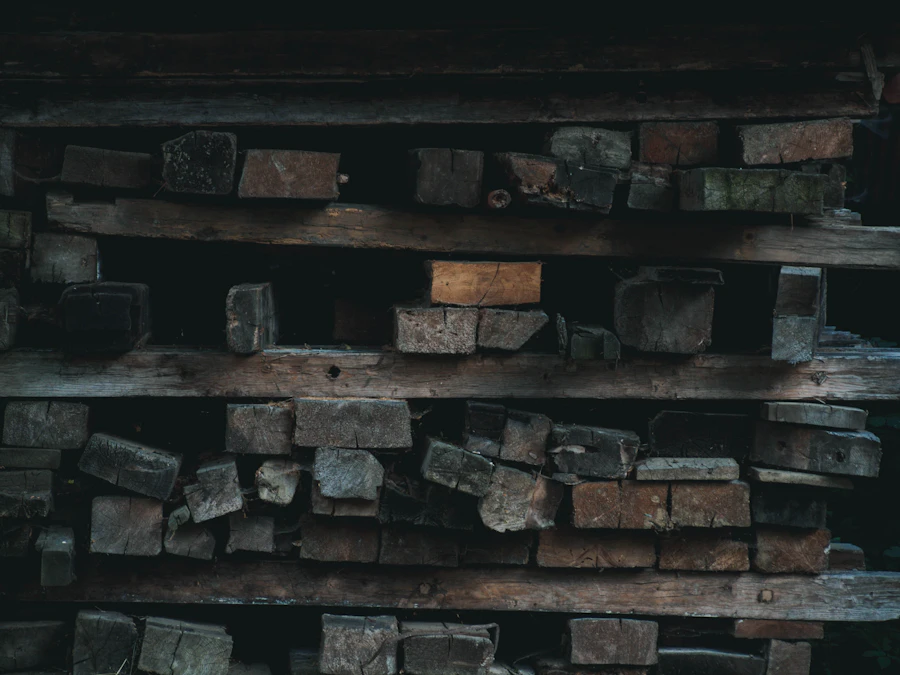 Stacked solid hardwood planks ready for selection