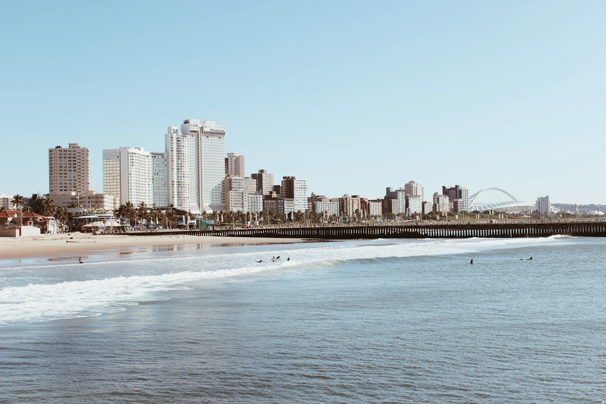 Durban beachfront on South Africa’s Indian Ocean coast