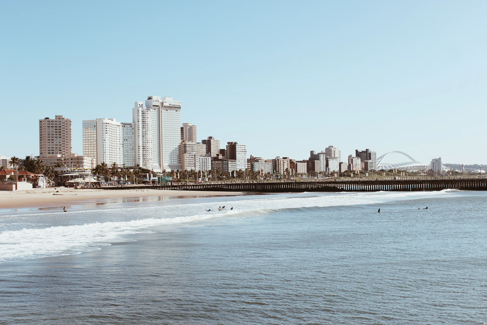 A city skyline across the water
