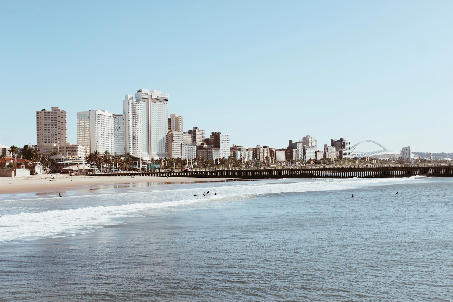 Durban skyline and beachfront in South Africa