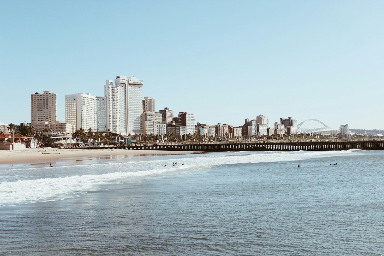 Durban city skyline across the water
