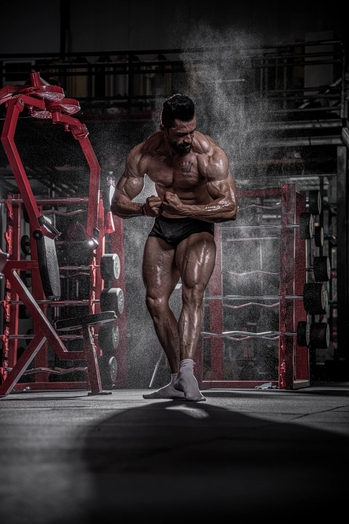 Athlete under dramatic light