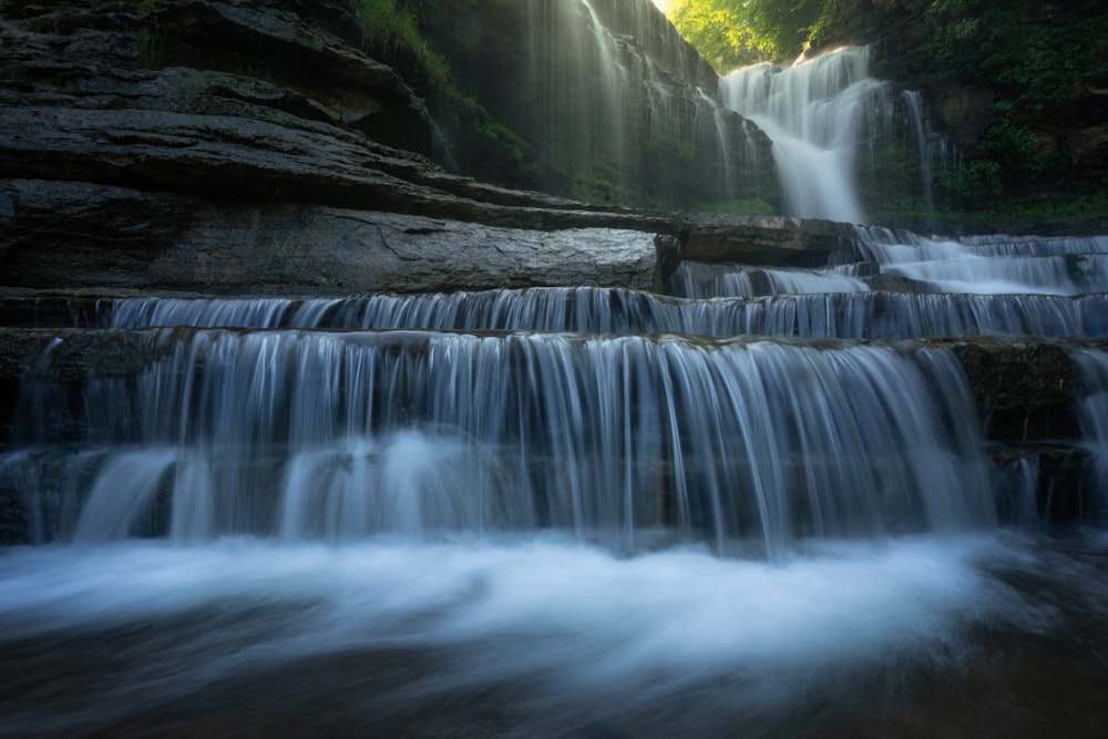 a waterfall with a group of waterfalls