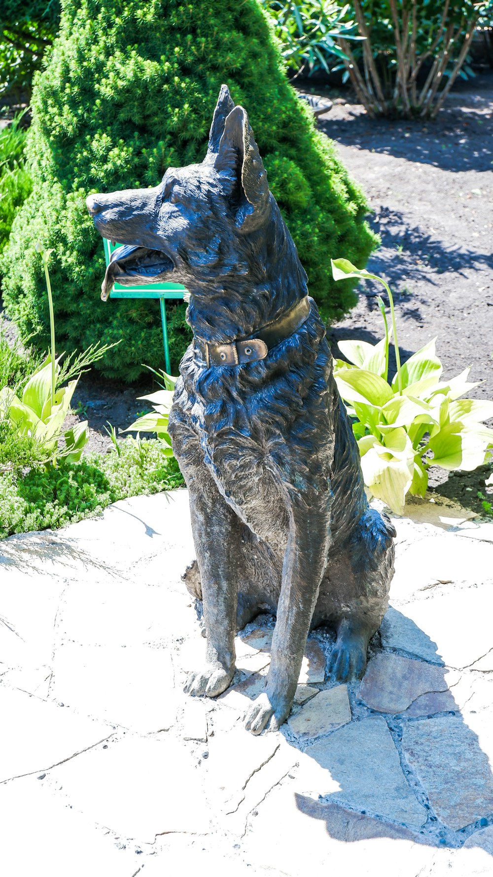 Eine Statue eines Hundes