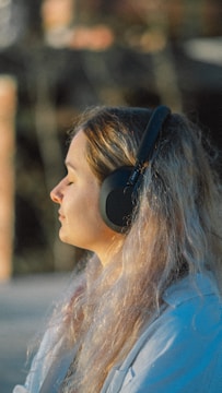 a woman wearing headphones