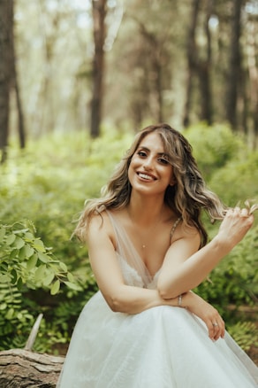 a woman in a white dress