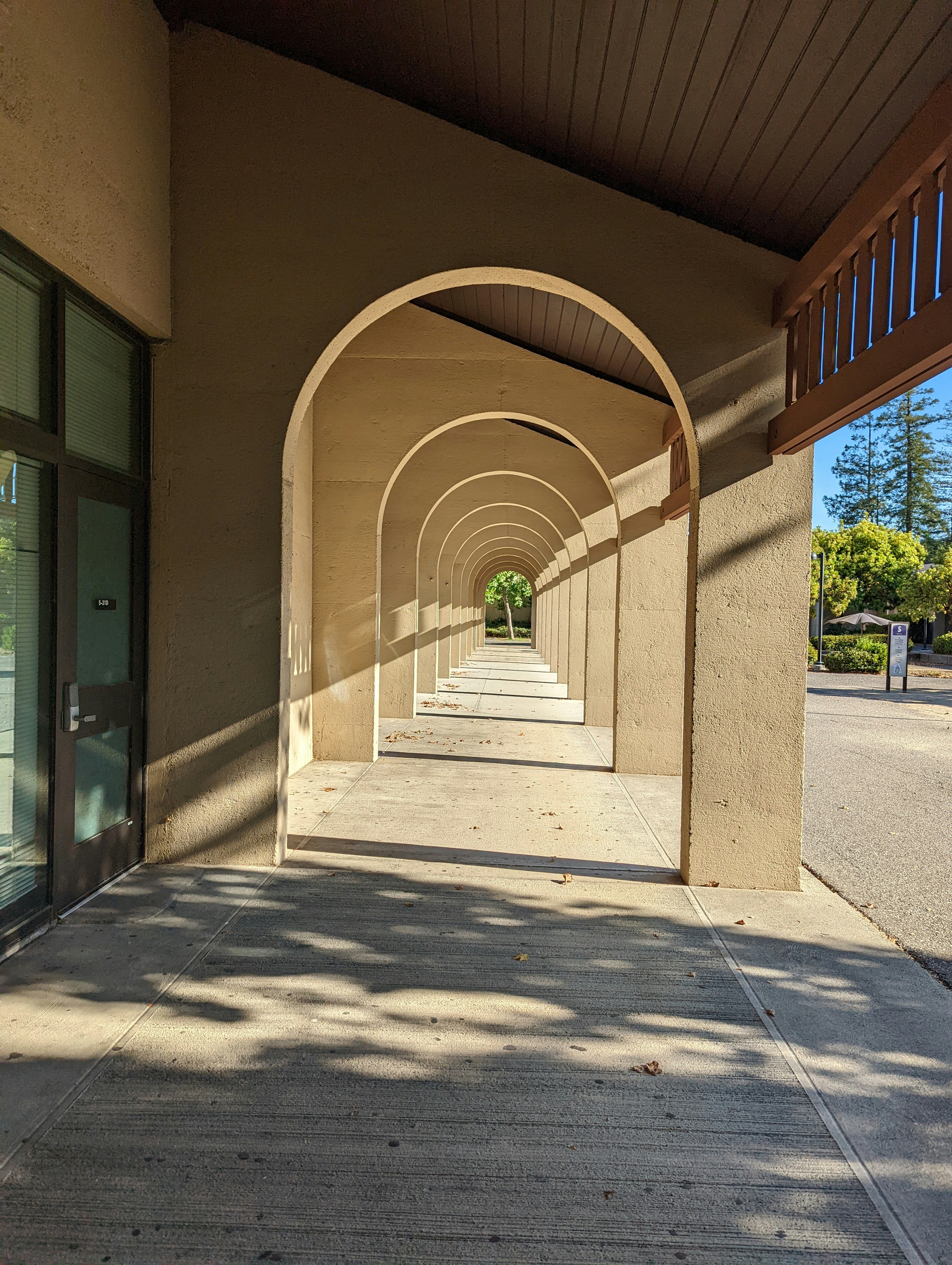a building with a walkway