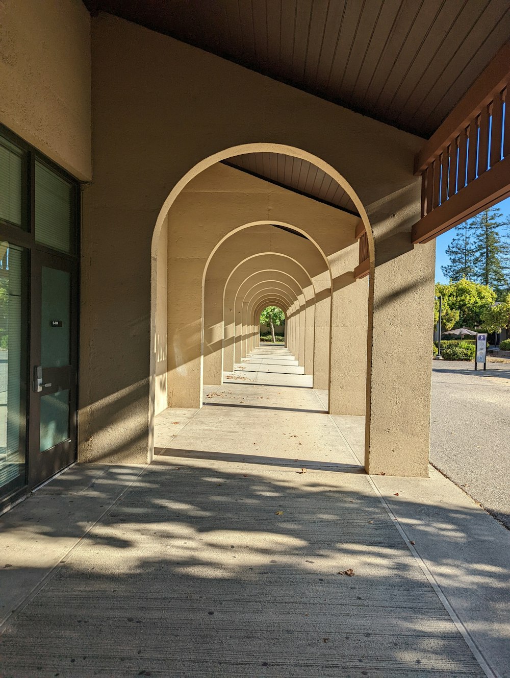 a building with a walkway