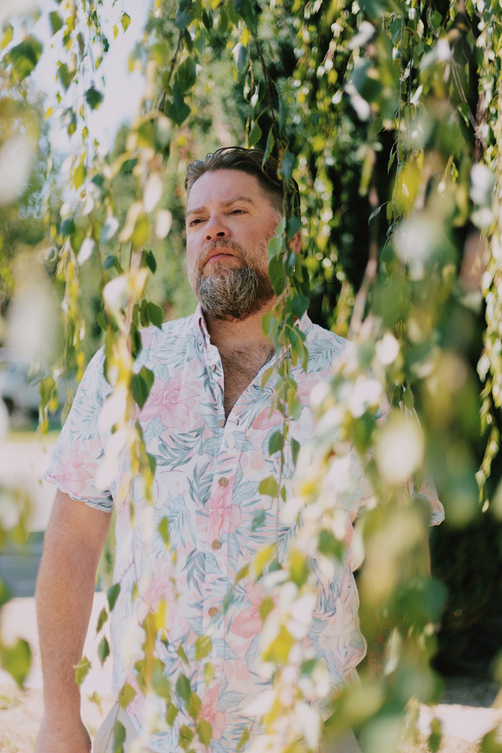 a man standing in front of a tree