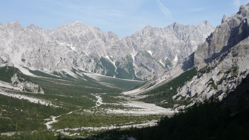 a mountain range with snow