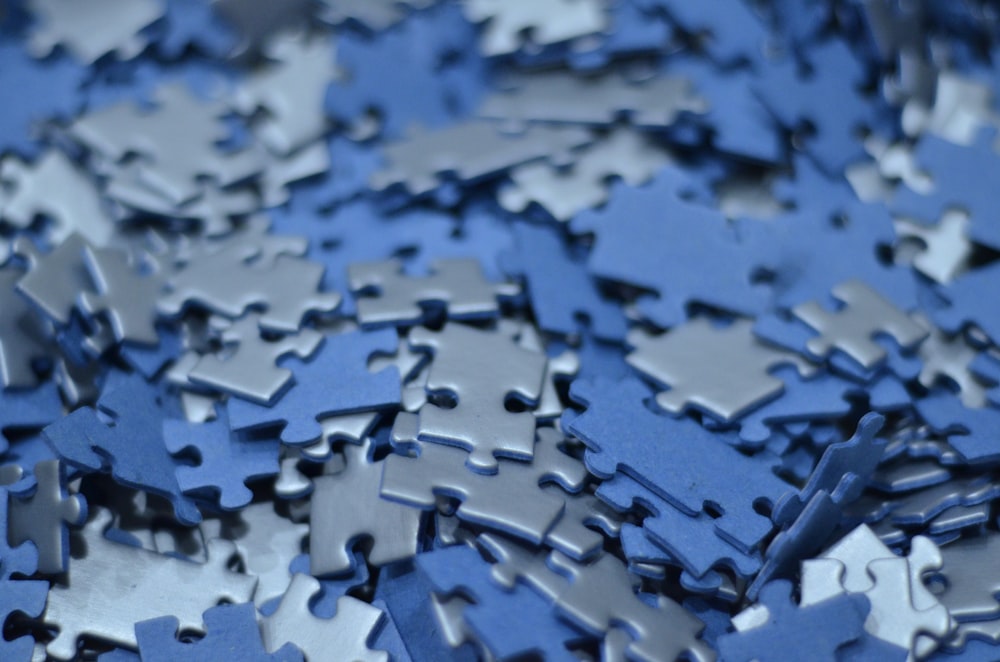 a close up of a pile of blue plastic