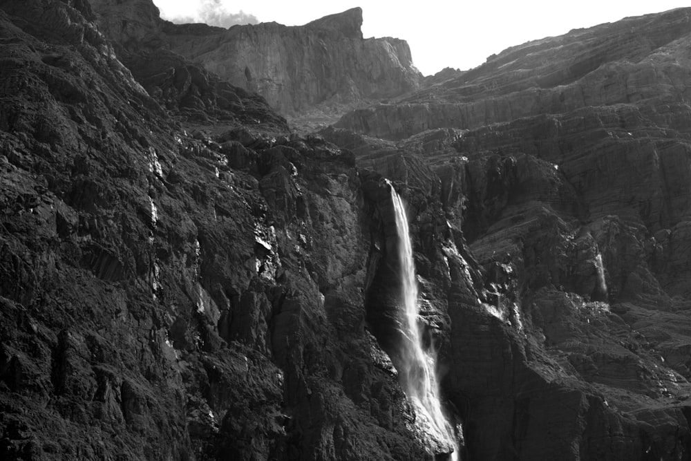 a waterfall in a rocky area