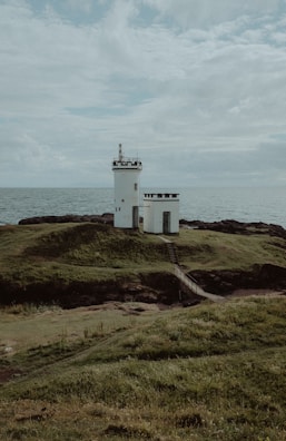 Elie, Fife a lighthouse on a hill by the water