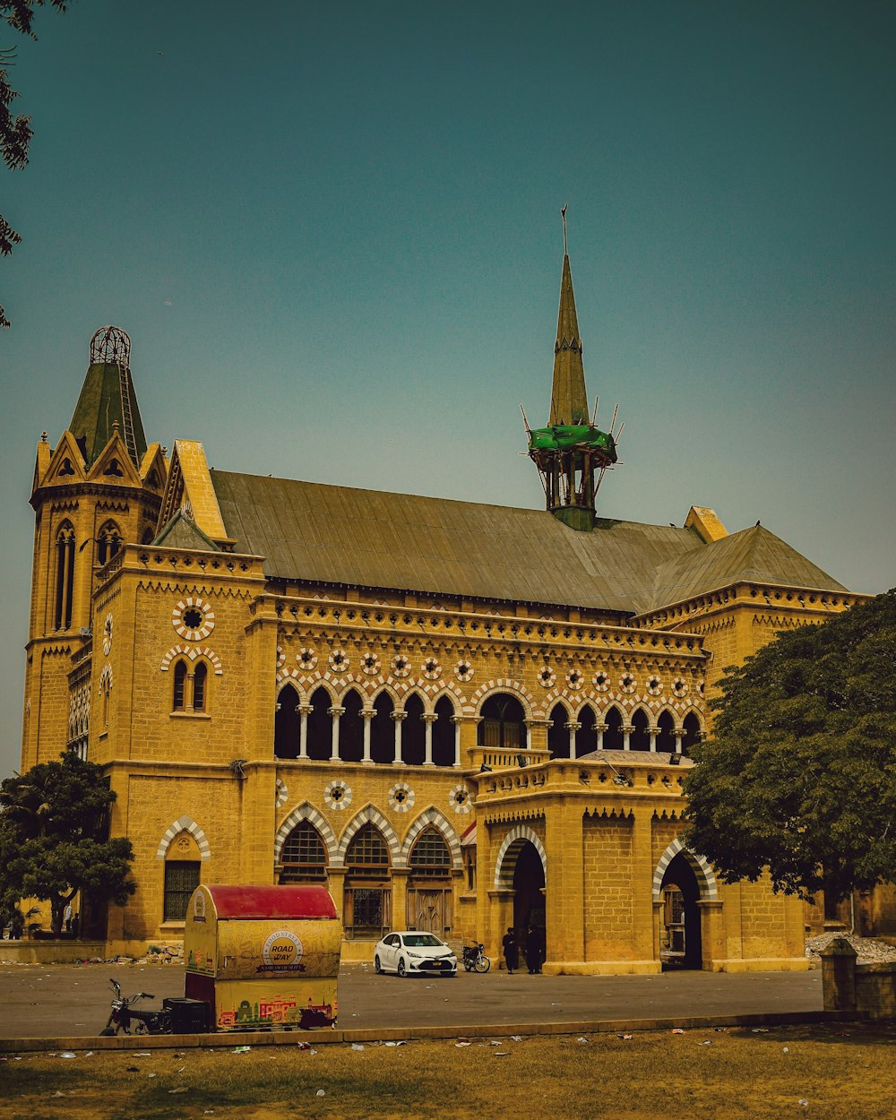 a large building with a tower