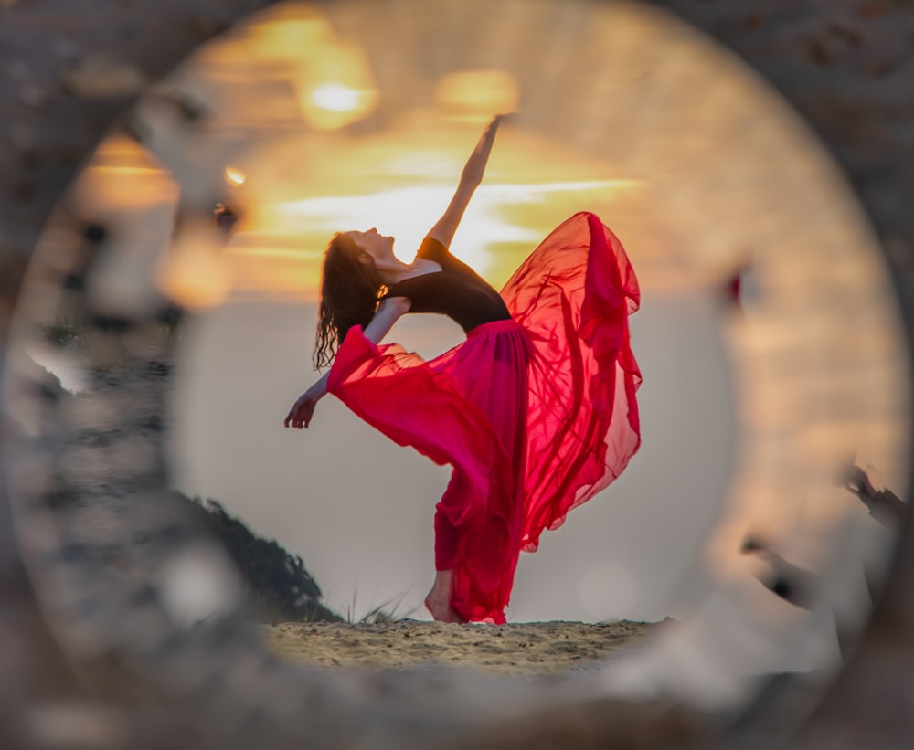 a person in a red dress