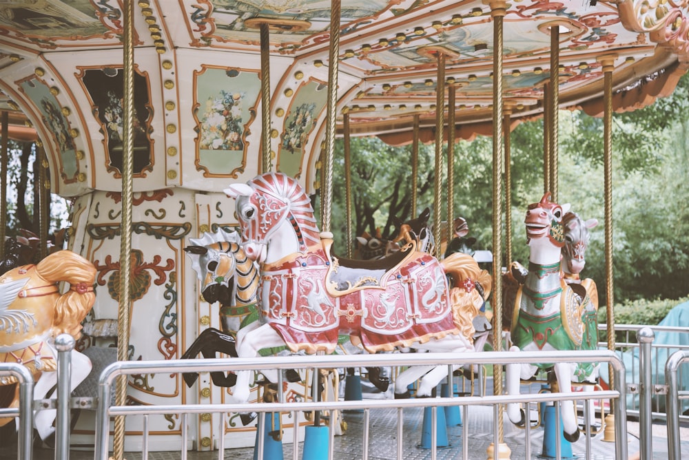 a carousel with people on it