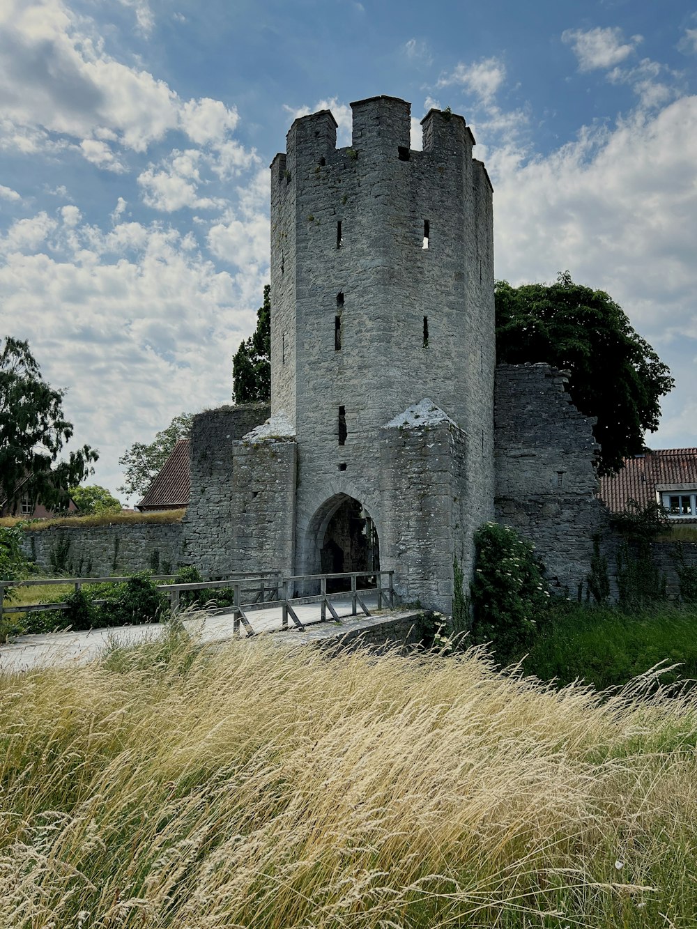 a stone building with a tower